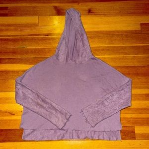 Lavender cropped hoodie from Urban Outfitters with towel-like hood and sleeves